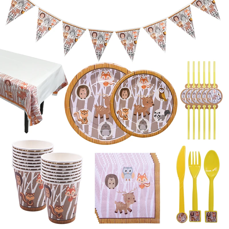 Лиса животные посуда белка одноразовые столовые приборы бумажный стаканчик
