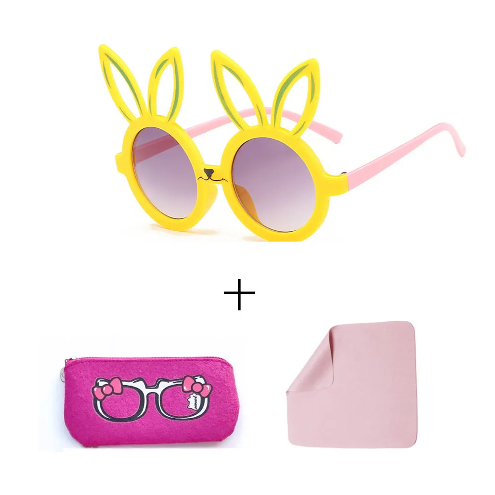 Glasses set Минимальный милый кролик форма гибкие детские солнцезащитные очки UV400 очки оттенки младенческой поляризованные ребенок для маленьких детей Защитный солнцезащитные очки - Цвет линз: Glasses set