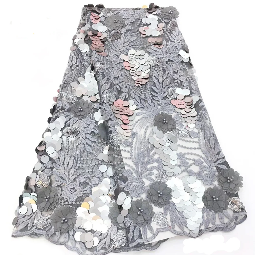 African Lace Fabric Embroidered Nigerian Lace Fabrics High Quality French Tulle 3D Lace Fabric For Women Dress