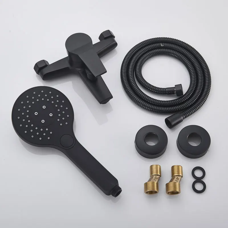 

Black or Chrome Bathroom Shower Faucet ABS Plastic Handheld Brass Mixer Hot Cold Bathtub Mixer Tap Wall Mounted