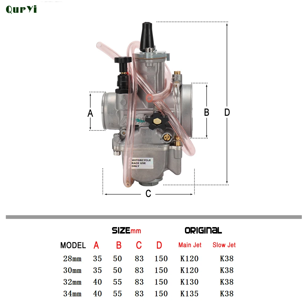 

Motorcycle Universal For PWK 28 30 32 34 mm 2T 4T For Keihin Mikuni Carburetor Carburador With Power Jet For Yamaha 75cc-250cc