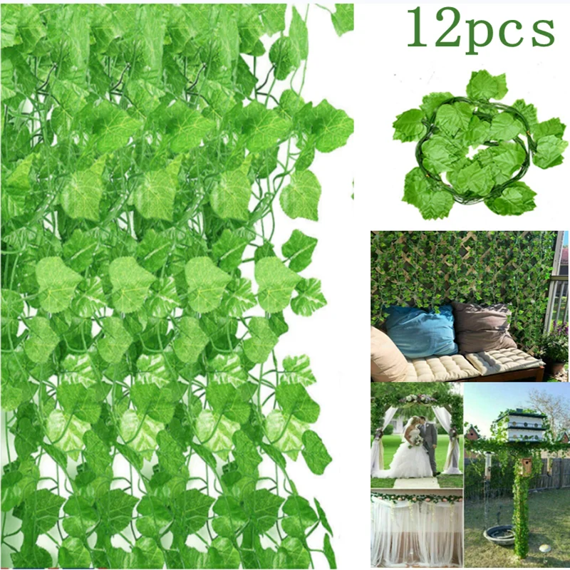 

12pcs/lot Artificial Ivy Leaf Trailing Vine Fake Foliage Flower Hanging Plant Garland Party Wedding Decor