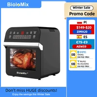 biolomix 12l 1600w air fryer oven toaster rotisserie and dehydrator with led digital touchscreen 16 in 1 countertop oven
