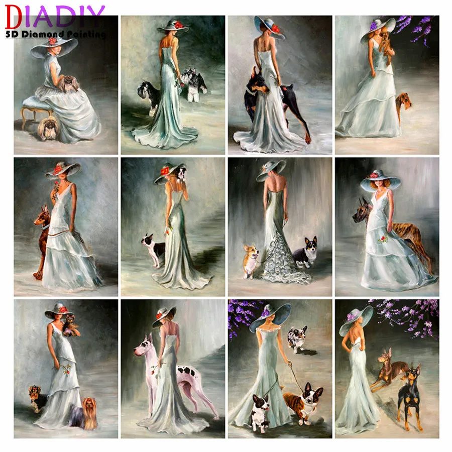 

Алмазная вышивка 5D с полным заполнением, картина из страз «сделай сам», мозаика с изображением собаки, стразы для творчества