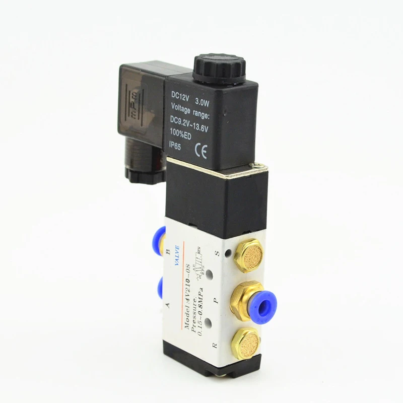 

Solenoid Air Valve 5 Way 2 Position DC12V With Brass Silencer Fittings Part New