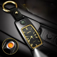 personality car keychain watch lighter multifunction illuminated rechargeable cigarette with compass lighter gadgets for men
