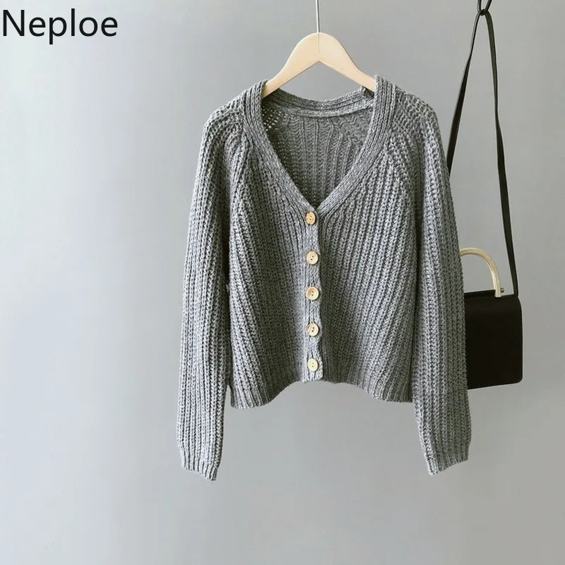 Neploe 2020 Autumn Winter New V Neck Cardigans Sweater Women Short Long Sleeve Outwear Pull Femme Thick Student Coat 46502 |