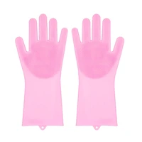 1 pair magic silicone dishwashing scrubber sponge rubber scrub dish washing gloves household kitchen cleaning