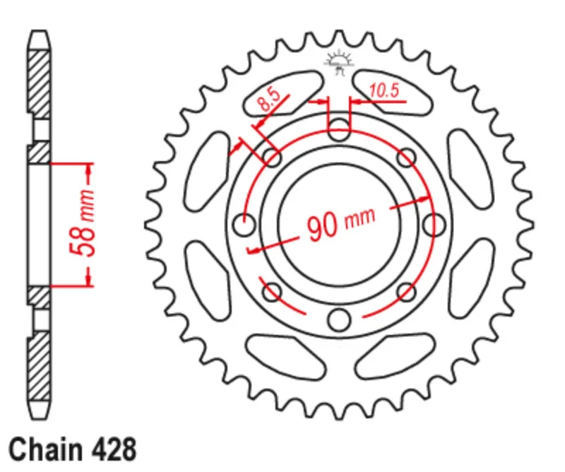 Задняя звездочка для мотоцикла Honda CT125 82 89 XL125 74 78 CT185 83 XL185 XLS125 Kreidler 428 Enduro Supermoto 125 Chain