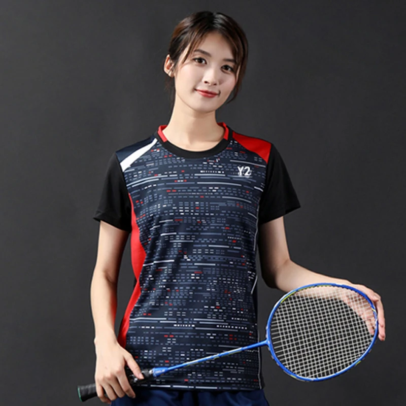 Women Badminton Quick Drying Breathable Lightweight Short Sleeve T Shirt Table Tennis Sportswear Men Training Suits Tops -40