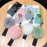 glitter phone case for samsung m51 m31s m21 m30s m11 m31 m30 m20 m10 m40 m01s m80s m60s m10s cute hair ball lanyard soft cover