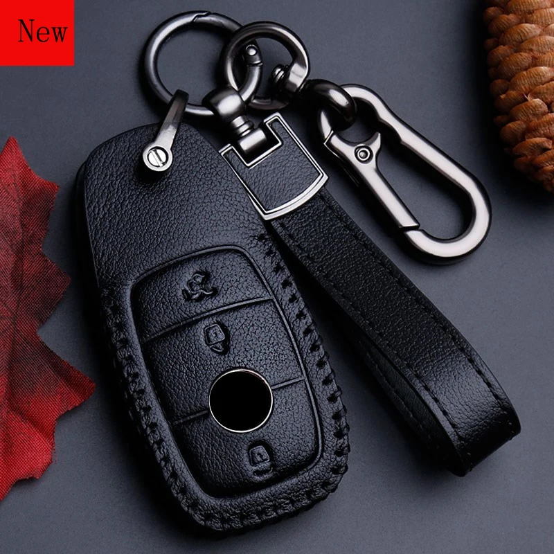 

High-Quality Leather Car Smart Key Case Cover for Mercedes-Benz E-Class E300l C260L C200 A200L C180l GLC Car Accessories