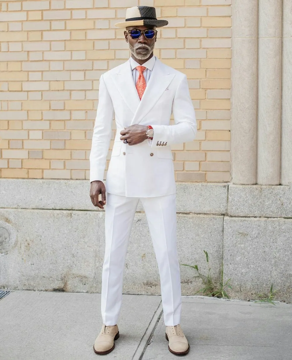 

Business White Men Suits Blazer Wedding Suit Slim Fit 2 Pieces Groom Tuxedos Best Men Prom Suits (Jacket+Pants) Custom Made