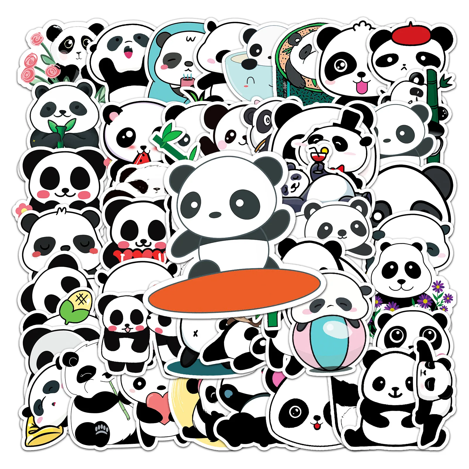 

10/30/50Pcs Cute Animal Cartoon Panda Skateboard Travel Suitcase Phone Laptop Luggage Stickers DIY Kids Girl Toys