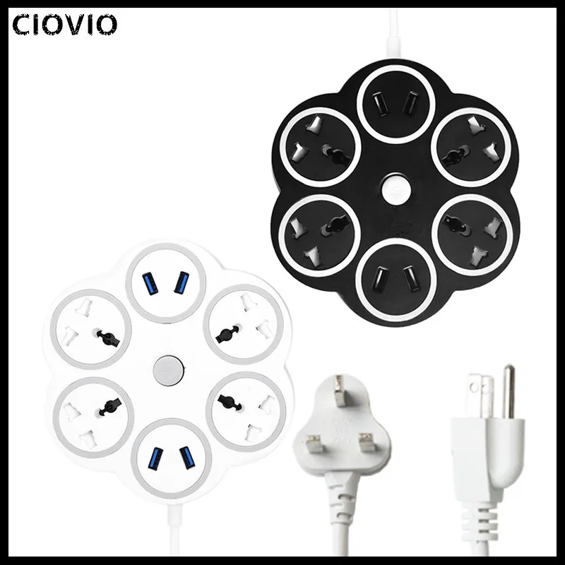 

CIOVIO 4 Sockets Standard Plug Interface Extension US Plug Smart Home Electronic Power Strip Socket Fast Charging 4 USB EU UK