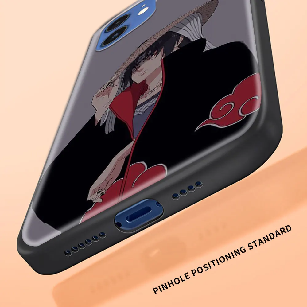 

Phone Case For iPhone 11 Pro 12 Pro Max XR 7 8 SE 2020 X XS Max 6 7 8 Plus Luxury Black Shell Cover Naruto Uchiha Clan Kakashi