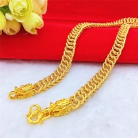 yellow gold 14k plated necklace for men wedding engagement jewelry delicate dragon head chain necklace luxury jewelry ornament