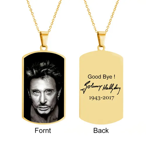 Gold 50mm tag Ожерелье с именем Джони Халлидей, на заказ, сердце, ID тег, хип-хоп, персонализированная цепочка из нержавеющей стали, золото, серебро, для женщин и мужчин, ювелирные изделия - Окраска металла: Gold 50mm tag