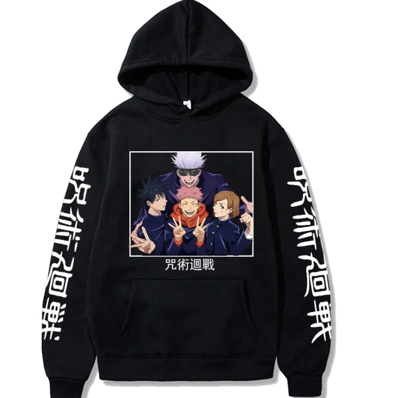 

Anime Pullover Print Loose Long Рукав Men's Hoodies Streetwear Japan Anime Jujutsu Kaisen Gojo Satoru Hoodie Sweatshirt Casual