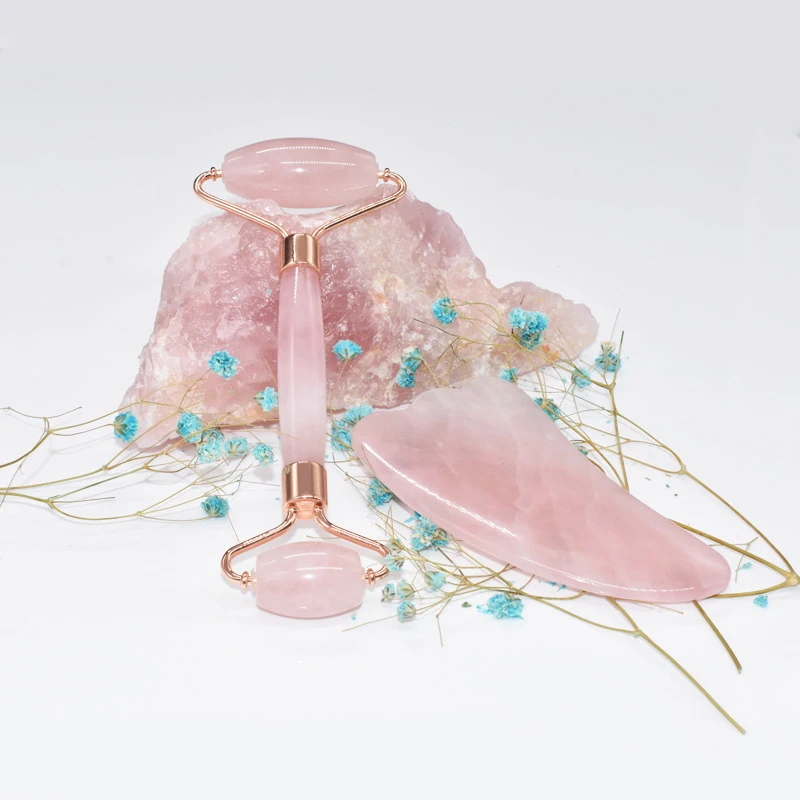 Массажный ролик для лица с двойными головками Нефритовый подтяжка расслабление