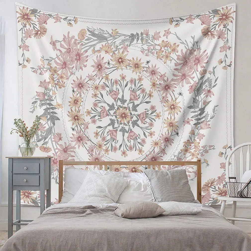 

Богемный гобелен, Настенная подвеска, мандала, Цветочный медальон, хиппи, настенные гобелены, настенный эстетический декор, одеяло, спальни