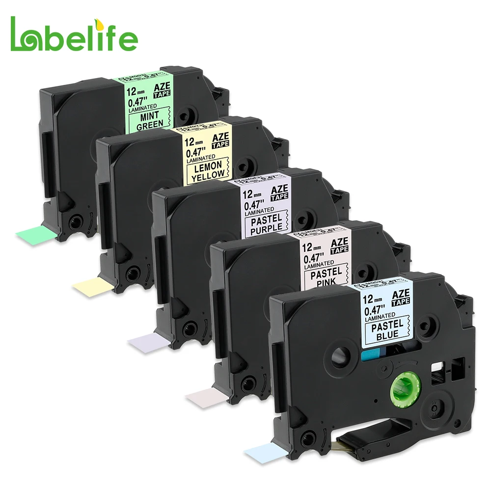 Labelife 5 шт. в упаковке Φ MQ531 совместимая с Brother лента 12 мм для P-Touch бледного цвета |