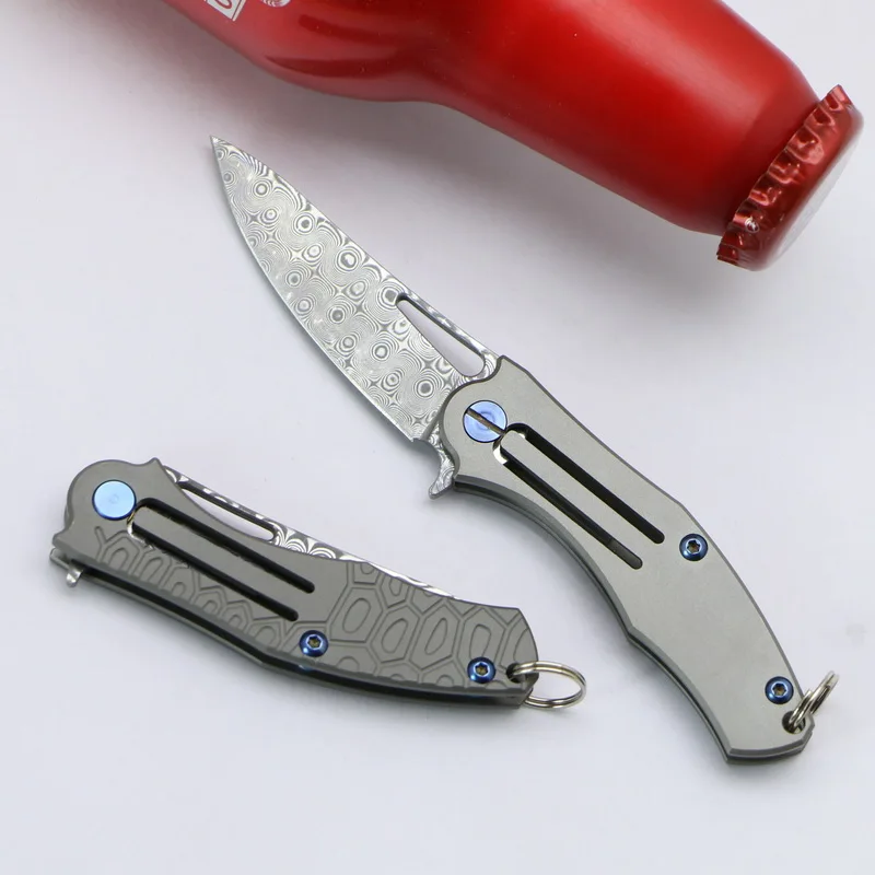 LOVOCOO мини Dack нож TC4 титановая ручка с рисунком стальной брелок Портативный