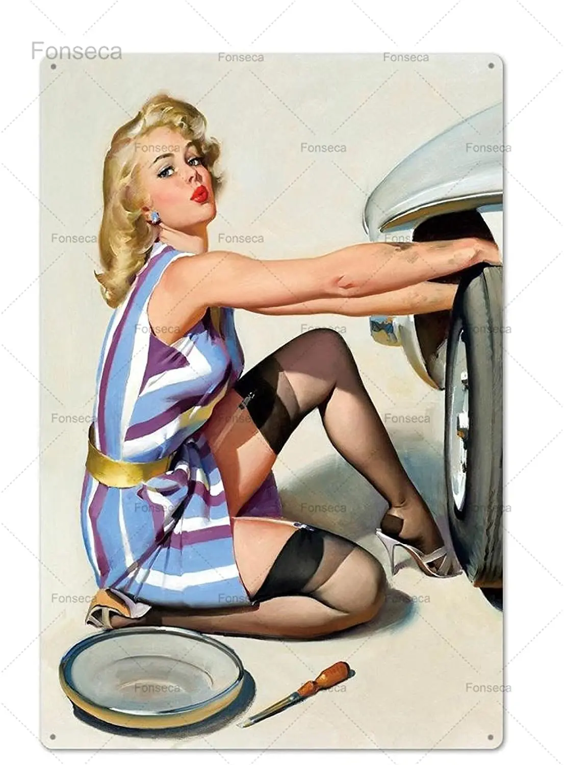 

Girl Tin Sign Metal Sign Wall Decor For Bar Pub Club Garage Retro Signs Metal 12*8 Inch