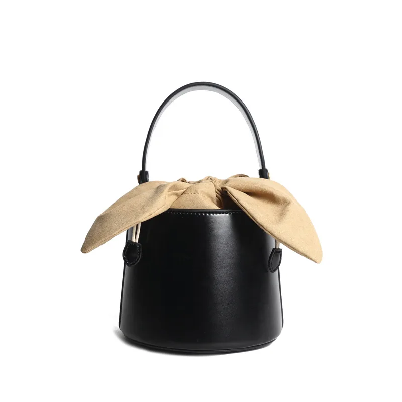 

Niche Design Leather Women's bag bucket bag women's 2021 new bowknot Single Shoulder Messenger Bag