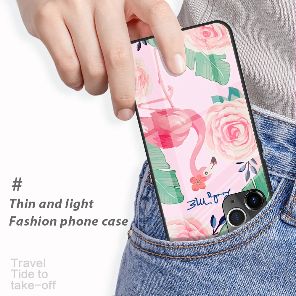

Painted Pattern Tempered Glass Phone Case For iPhone 11 12 Pro Max Mini X XS Max XR SE 2020 8 7 6s 6 Plus Moon Love Cover Cases