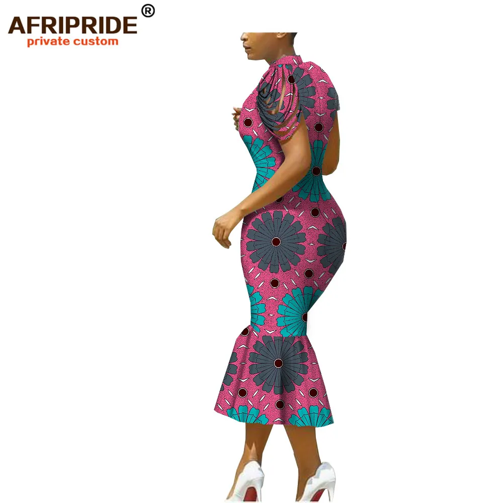 Afripride, африканские платья для женщин, сделанные на заказ, открытые рукава, длина до середины икры, женское Хлопковое платье-труба A1825099 - Цвет: 336X