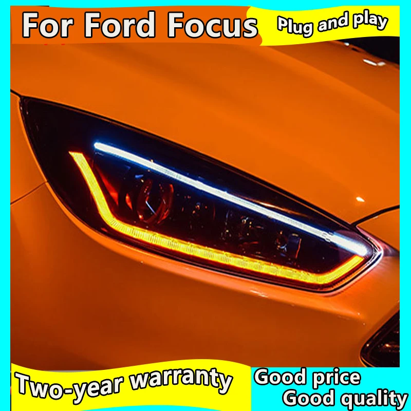 Стайлинга автомобилей чехол для Ford Focus фары 2015-2018 фокус светодиодный DRL Объектив