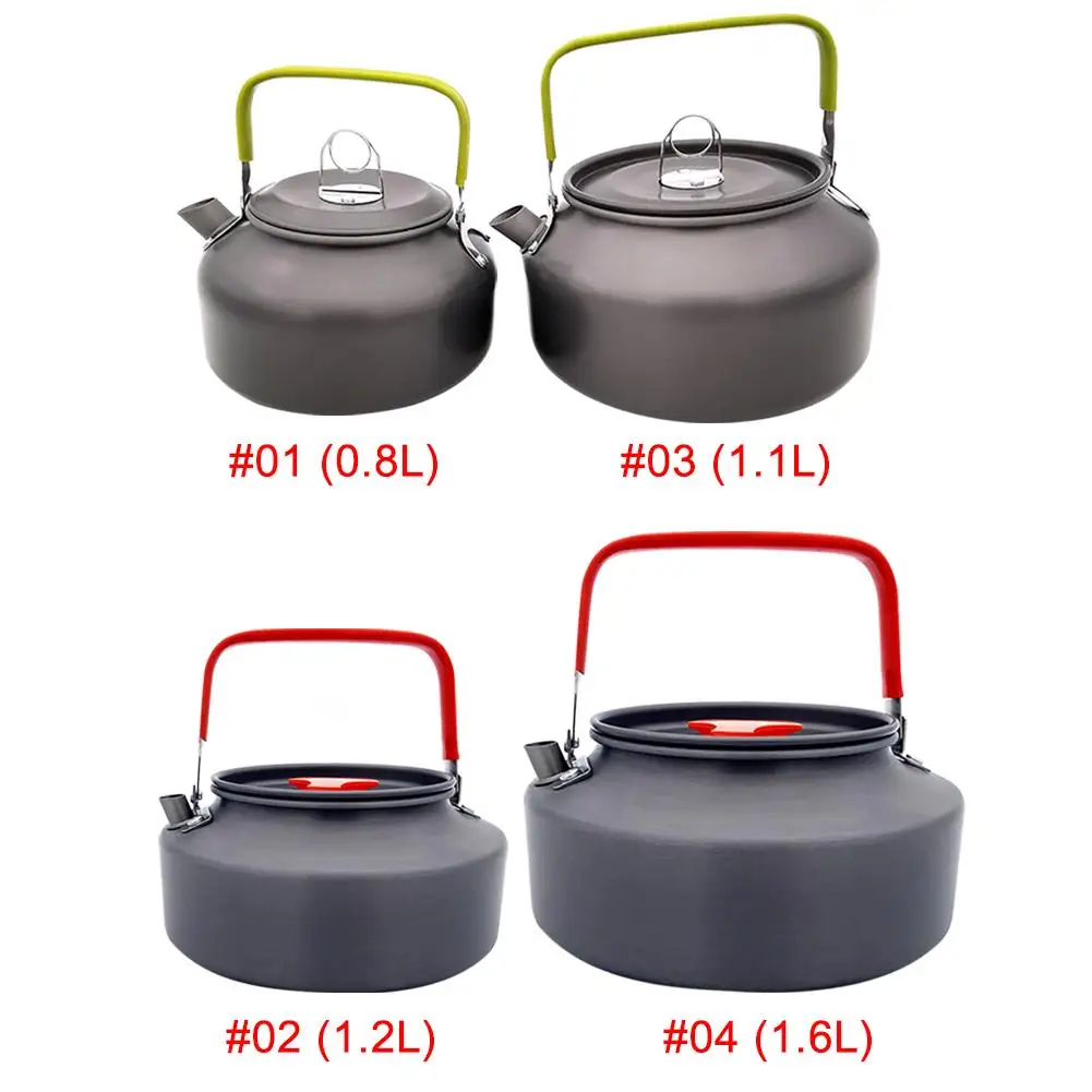 

0.8/1.1/1.2/1.6L Portable Camping Boil Water Kettle Aluminum Alloy Outdoor Teapot Water Kettle Pot Coffee Pot Picnic Tableware