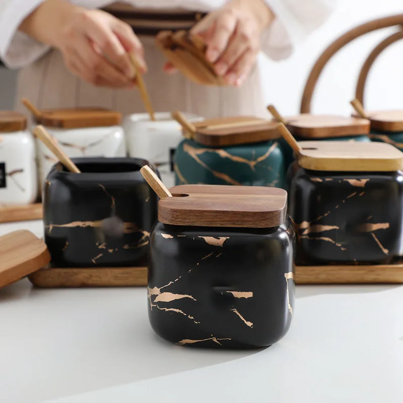 

Nordic Matte Marble Ceramic Herbs Cans Spice Jar Some Salty Cans Domestic Herbs Box Kitchen Herbs 3 Deli Set