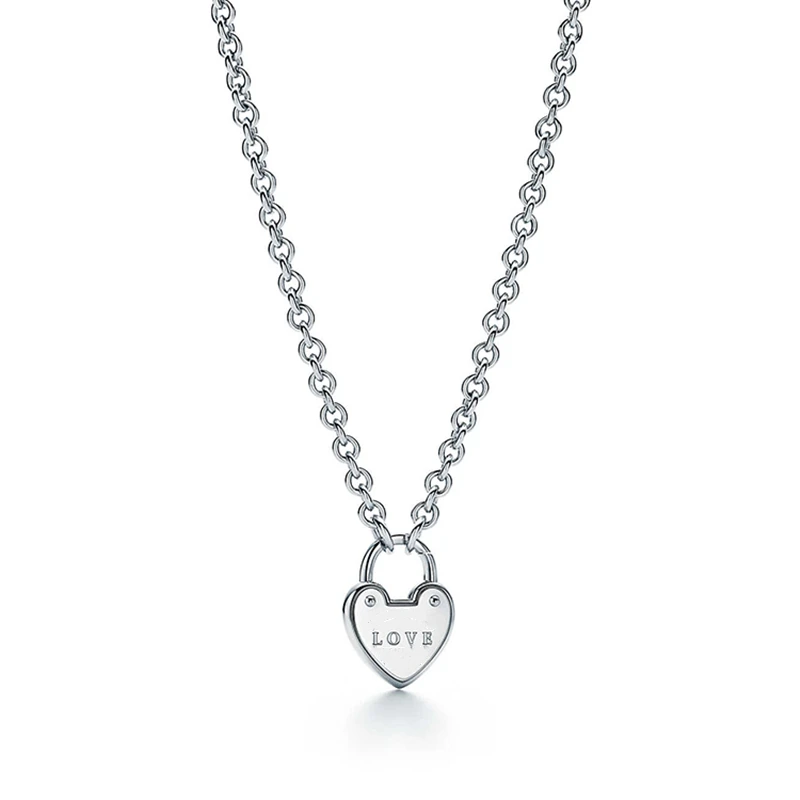 

TIFFON 1:1 925 Sterling Silver Heart Pendant NecklaceS Original LOGO High Quality Jewelry Lovers Amazing Birthday Holiday Gift