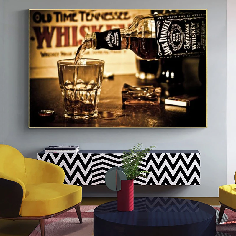 

Modern Bar Whiskey Drinks Wall Art Canvas Paintings Wall Art Posters and Prints Canvas on The Wall Art Pictures for LIVING ROOM