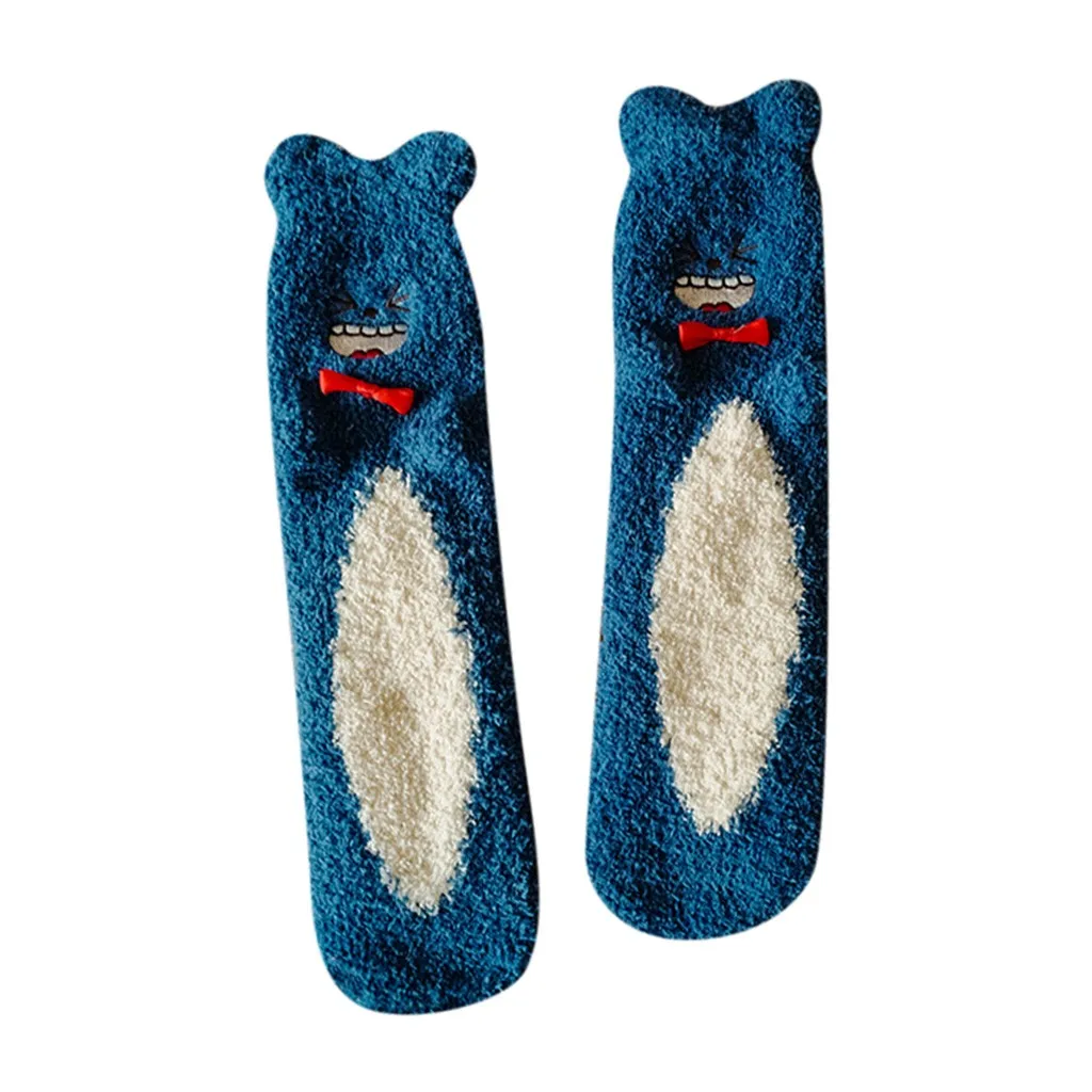 Женские хлопковые носки LNCDIS зимние теплые средней длины с забавным милым котиком