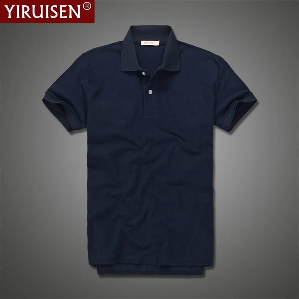 Рубашка-поло YiRuiSen мужская с коротким рукавом однотонная модная Винтажная