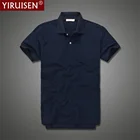 Рубашка-поло YiRuiSen мужская с коротким рукавом, однотонная модная Винтажная футболка из 100% хлопка, офисная одежда, лето