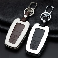 car zinc alloy leather key case holder for toyota prius camry corolla c hr chr rav4 prado 2017 2018 2019 auto key shell keychain