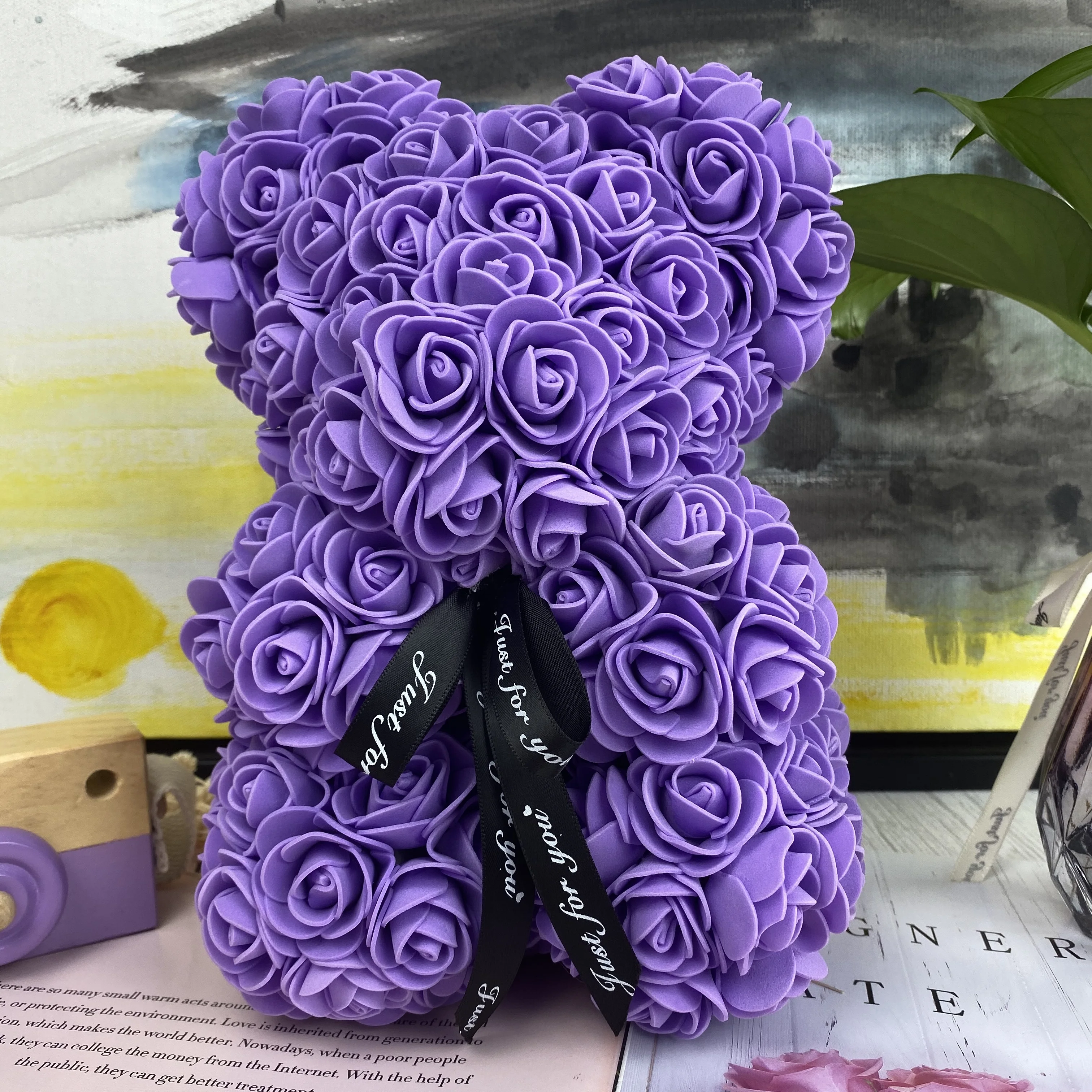 

25cm Rose Bear Artificial Flower Rose