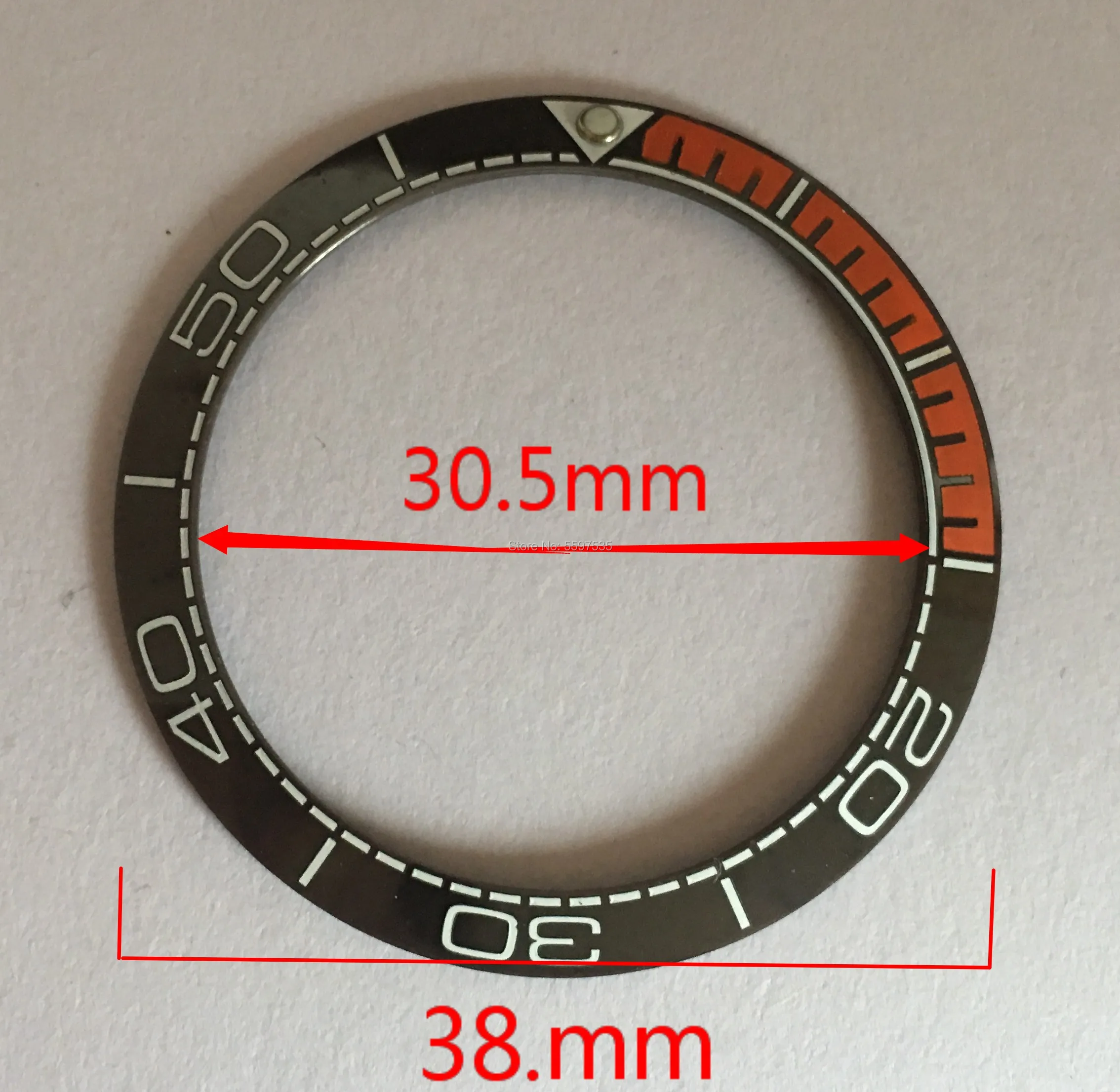 New 38mm High Quality Black/orange Ceramic Bezel Insert For Sea master SKX007 SKX009 Divers Men's Watches Luminous pip | Наручные