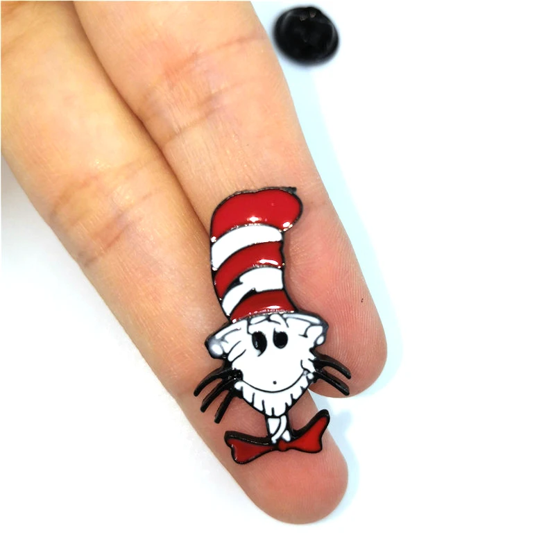 Dr Seuss cat модная винтажная одежда булавки дети мужчины женщины веселый рюкзак Одежда diy эмаль броши значок воротник подарки