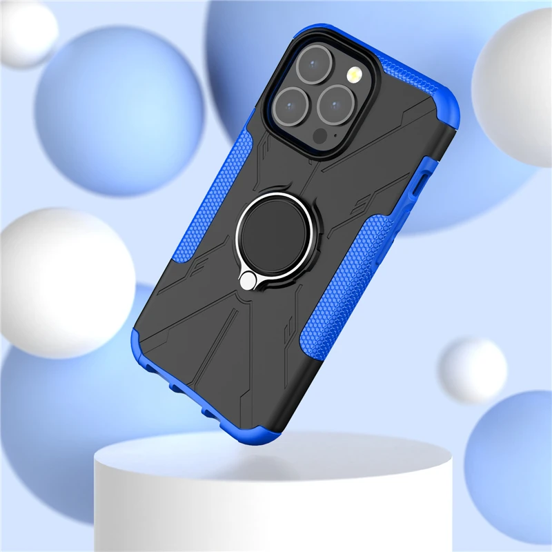 For iPhone 13 Pro Max Case For iPhone 13 12 Pro Max Cover Armor Silicone Rubber Stand Ring Protector Case For iPhone 13 Mini
