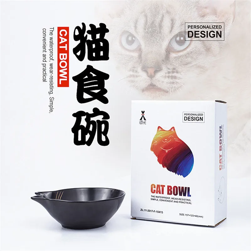 

Pet supplies cat supplies ceramic bowl of black and white cat bowl bowl paint single flat face cat food bowl