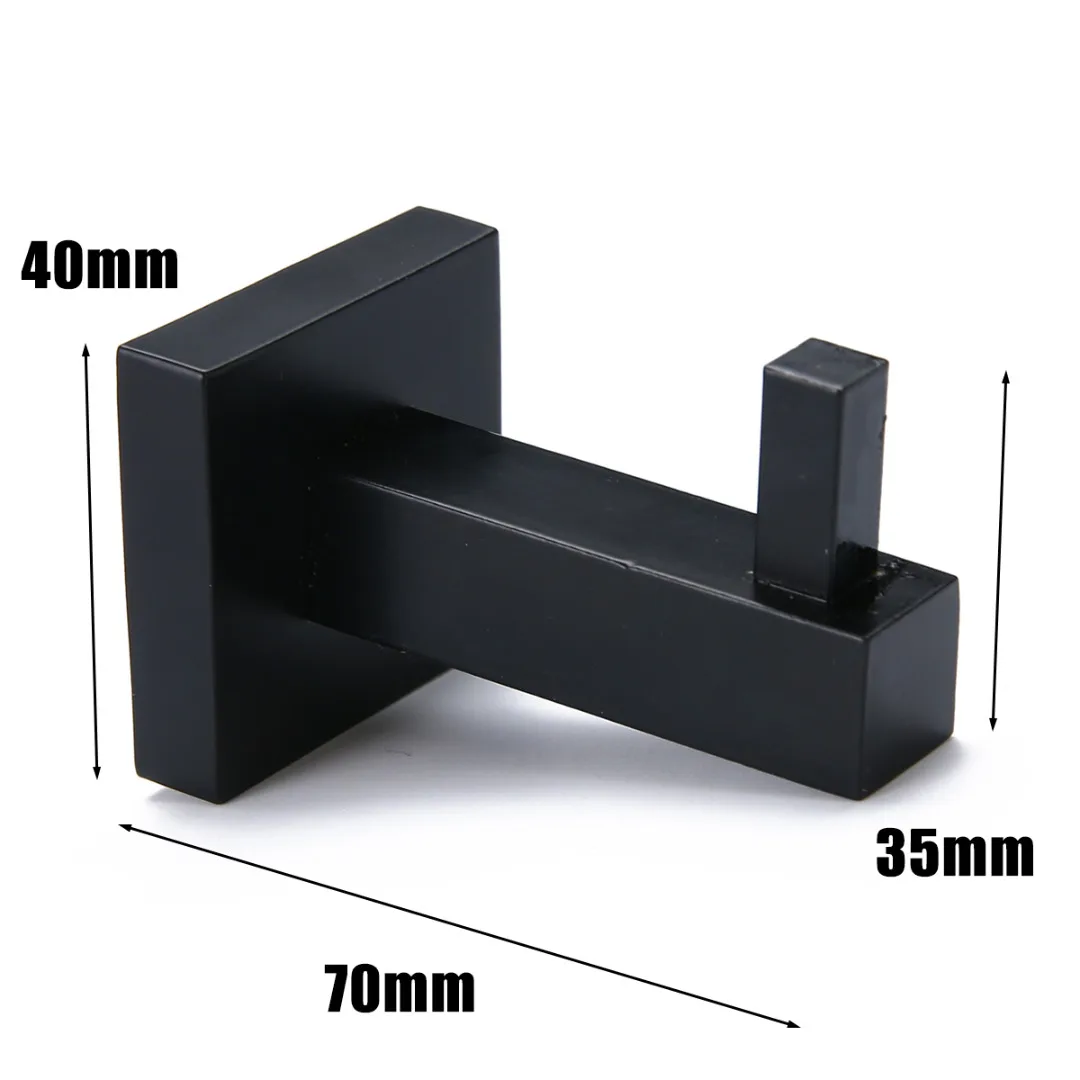 Черный квадратный крючок для полотенец настенный держатель туалетной щетки