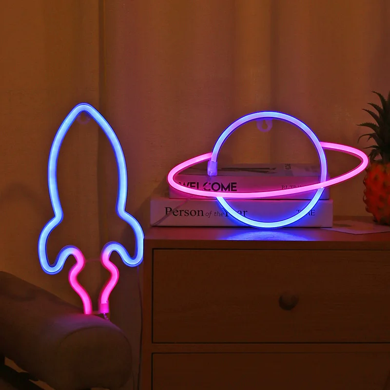 

ZK30 LED Neon Lamp Elliptical planet Shaped Earth Sign NeonHome Decorative Wall Night Light Party GIft Room Lighting