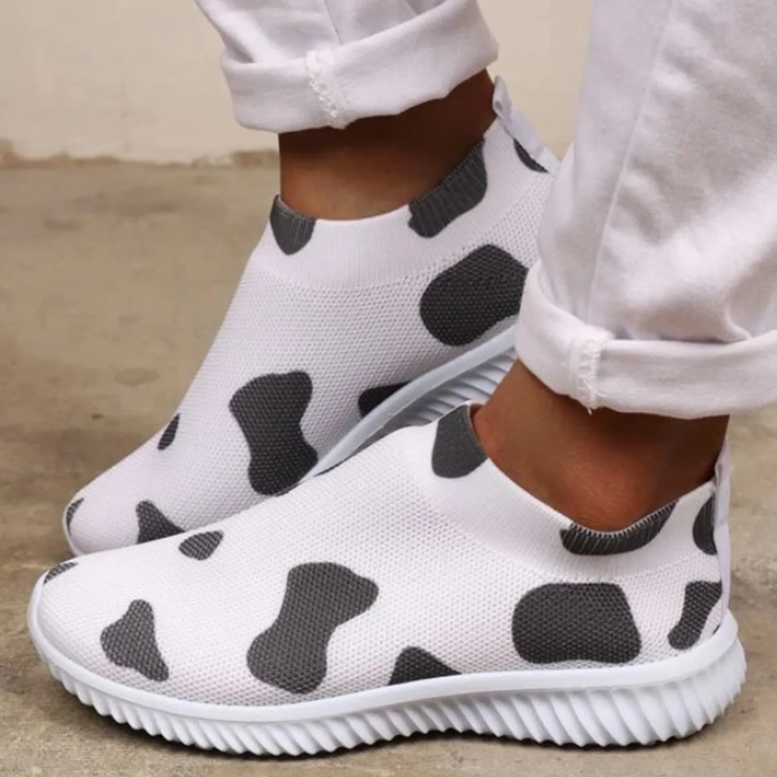 

Summer Women's Mesh Sneakers Animal Print Wedge Sport Flats Casual Fashion Slip On Breathable Female Sport Sneakers Shoes