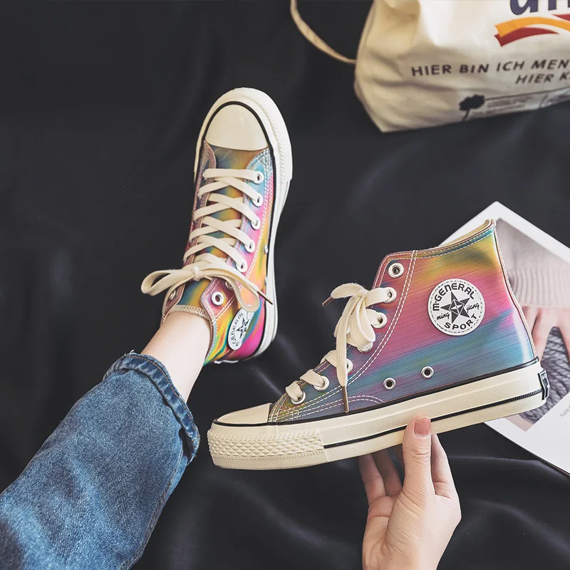 Модная шикарная парусиновая обувь с высоким берцем Новое поступление 2019 года