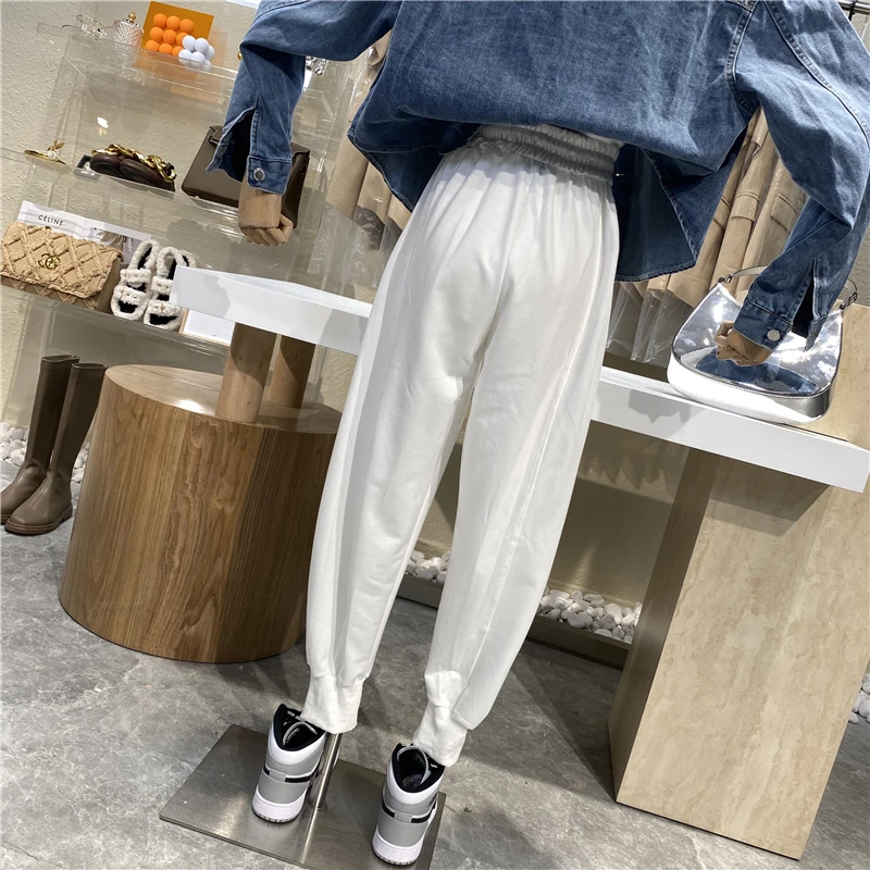 

Brand Original Design 2021 Side Beam Foot Row Letters Show Tall Waist Loose Sweatpants Pants